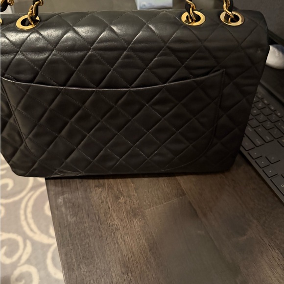 Chanel Black Quilted Jumbo Maxi Shoulder Bag with Gold Accents - Picture 4 of 6